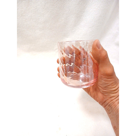 Vintage Cristal D'Arques Durand Rosaline Pink Swirl Tumbler Short Water Glass - Picture 7 of 10